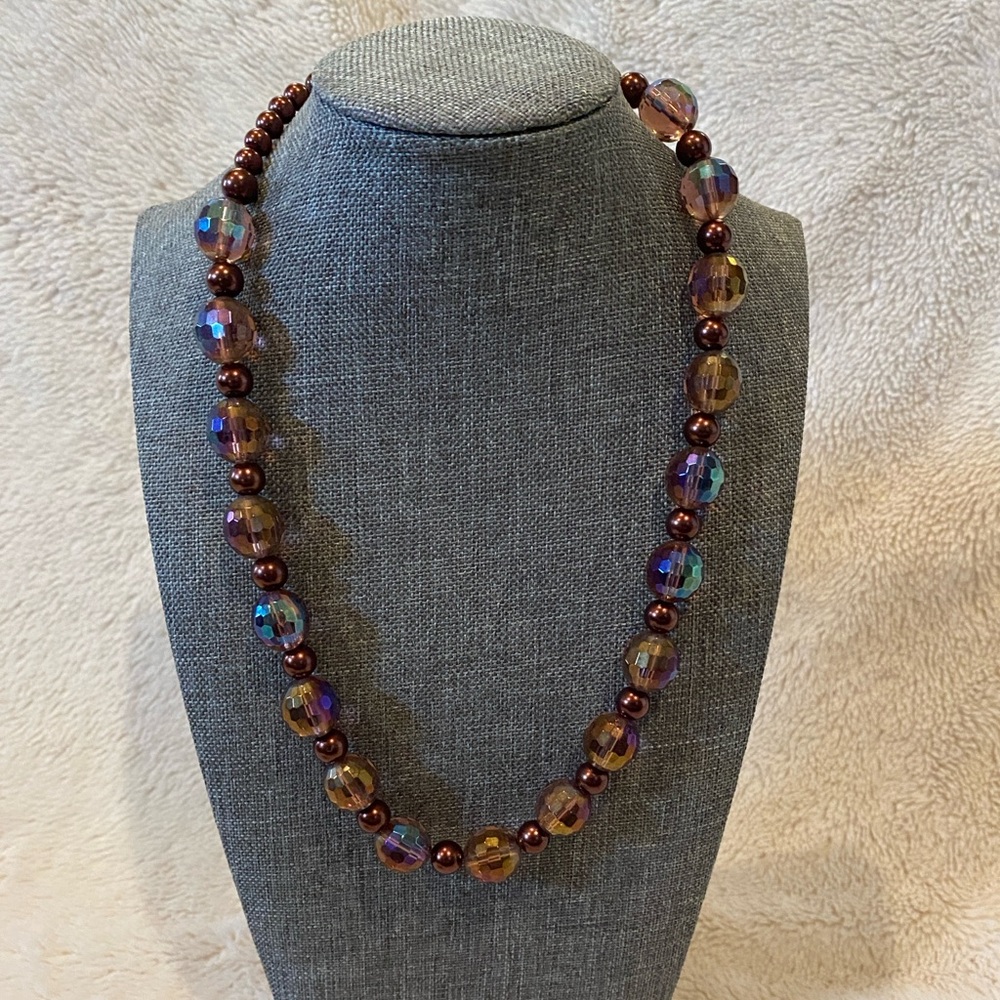 Costume Jewelry - 18" Purple Iridescent Faux Beads Necklace